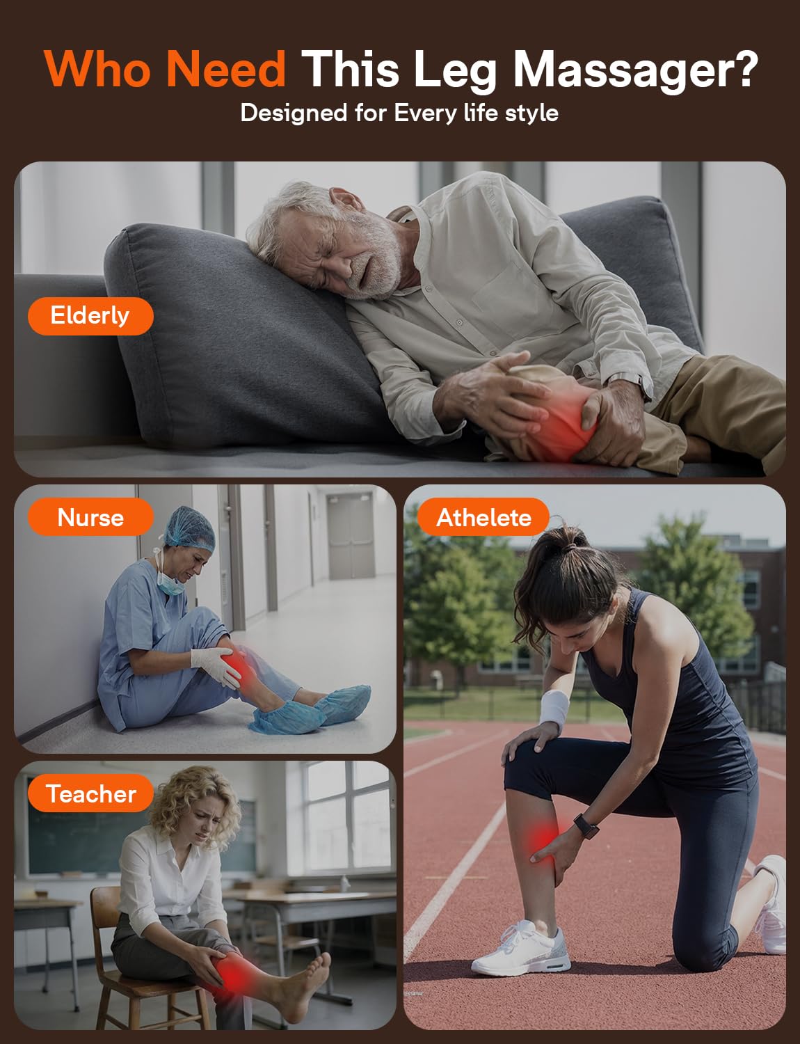 ALLJOY leg massager airbag close-up, showcasing 360-degree massage capability.