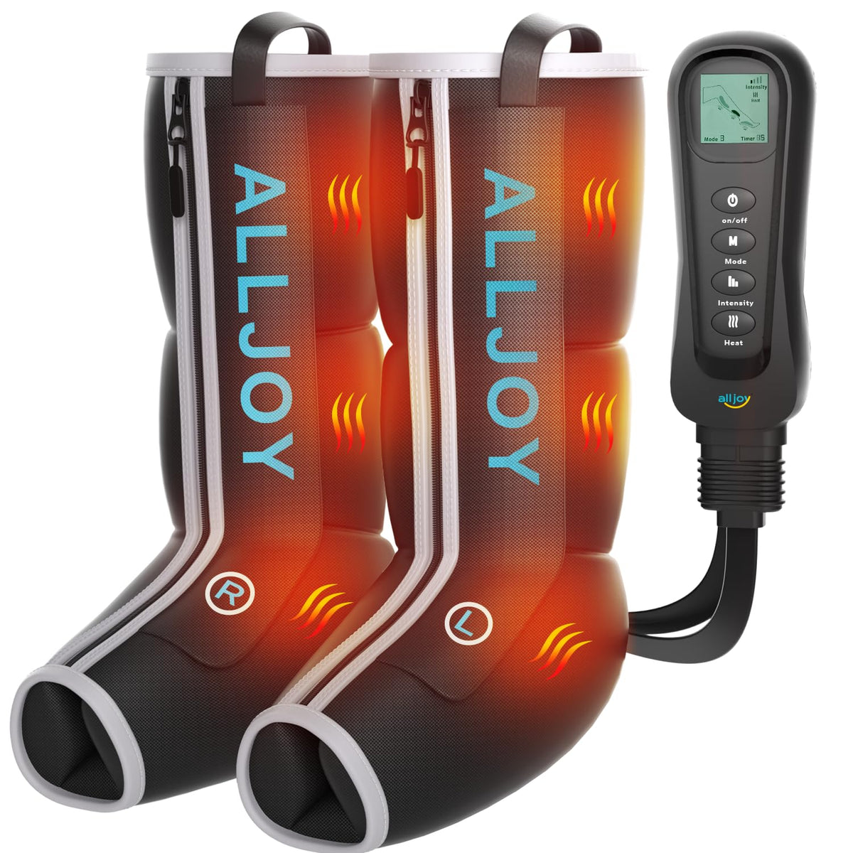 ALLJOY leg massager with foot and calf heat and compression for improved circulation.
