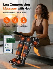 ALLJOY leg massager foot and knee heat levels highlight soothing warmth and comfort.