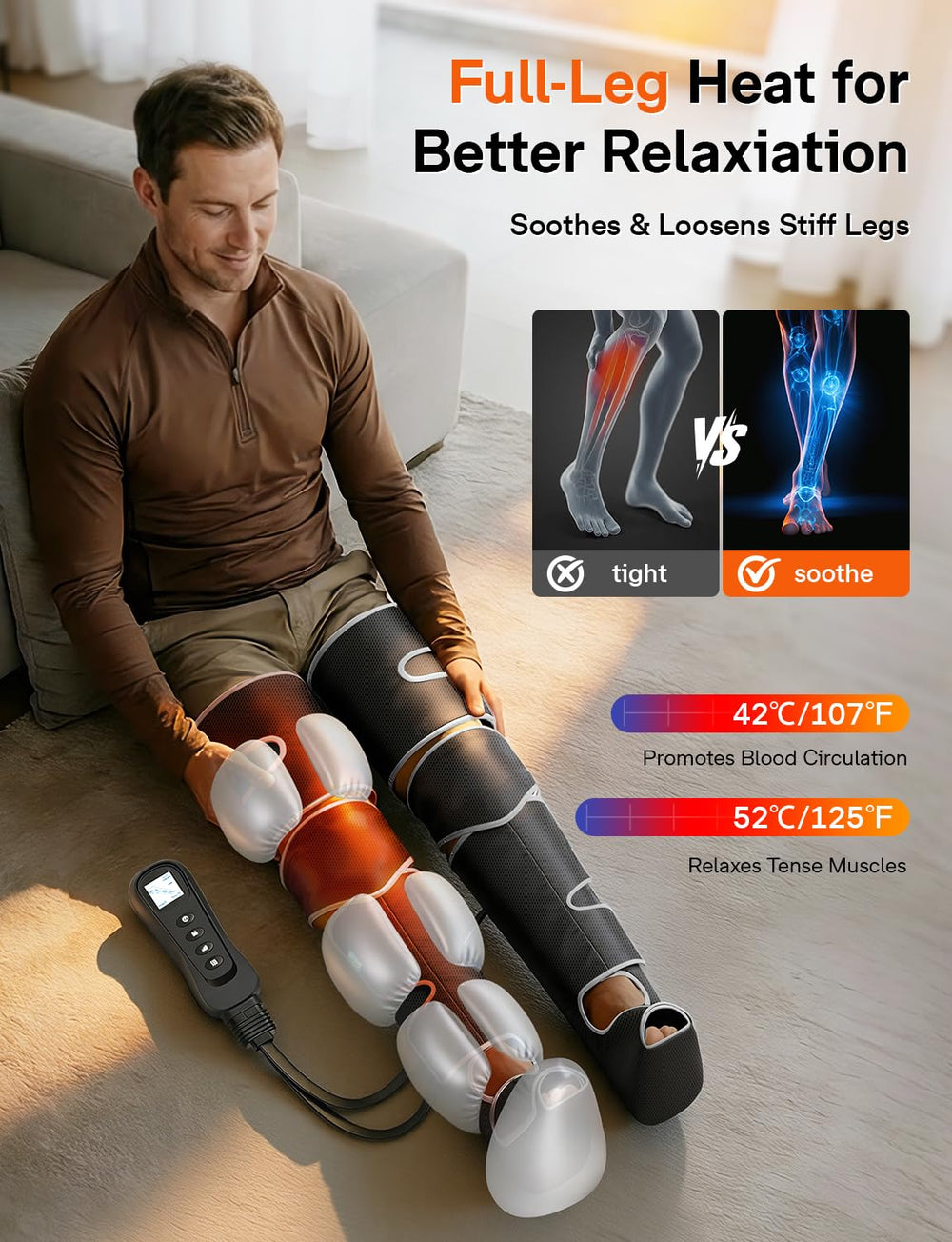ALLJOY leg massager four extenders, adjustable fit for family use.