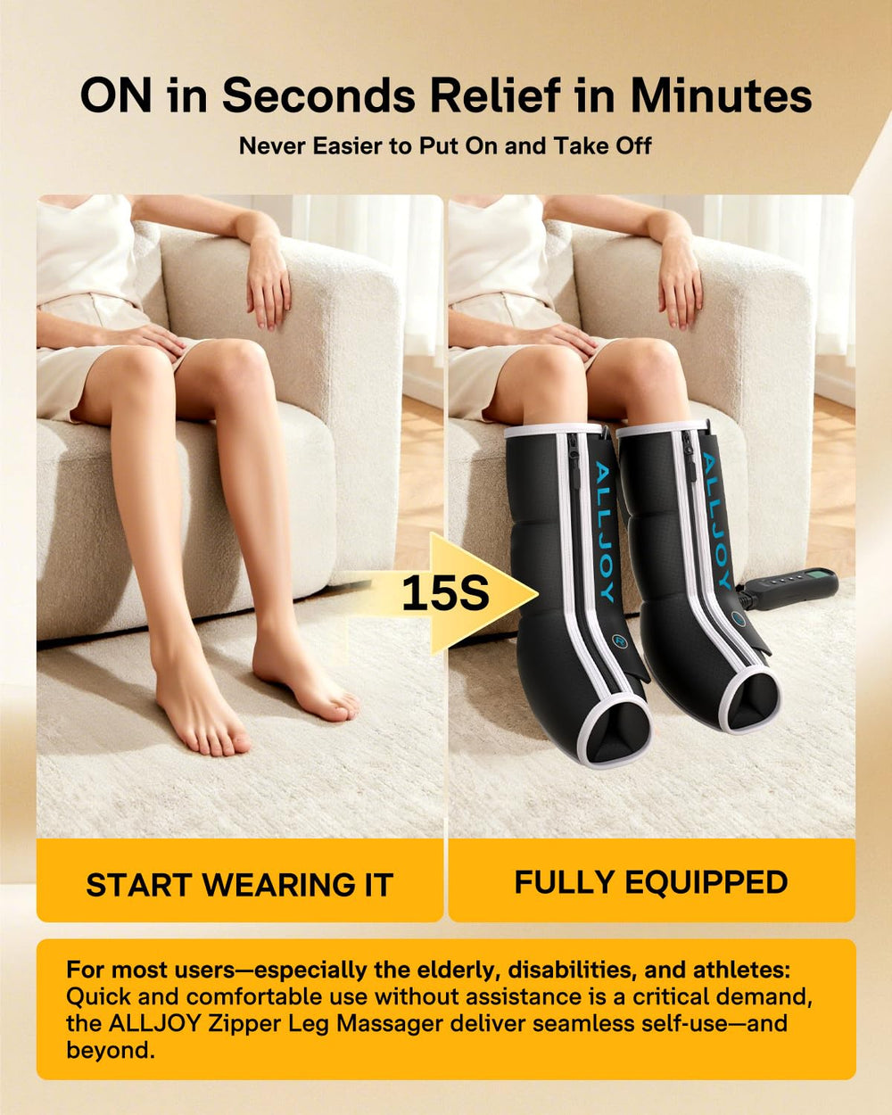 ALLJOY four-mode massager tailors circulation-focused relief for calves to feet.