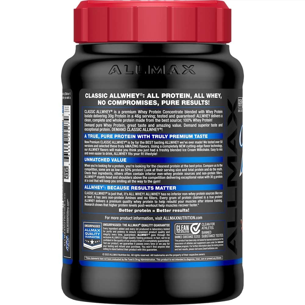 ALLMAX ALLWHEY Chocolate gluten-free and kosher certification icons