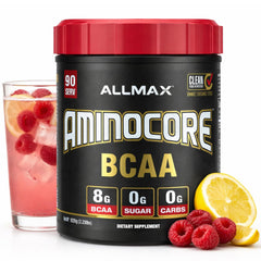 ALLMAX AMINOCORE bottle pour for a workout amino energy boost.