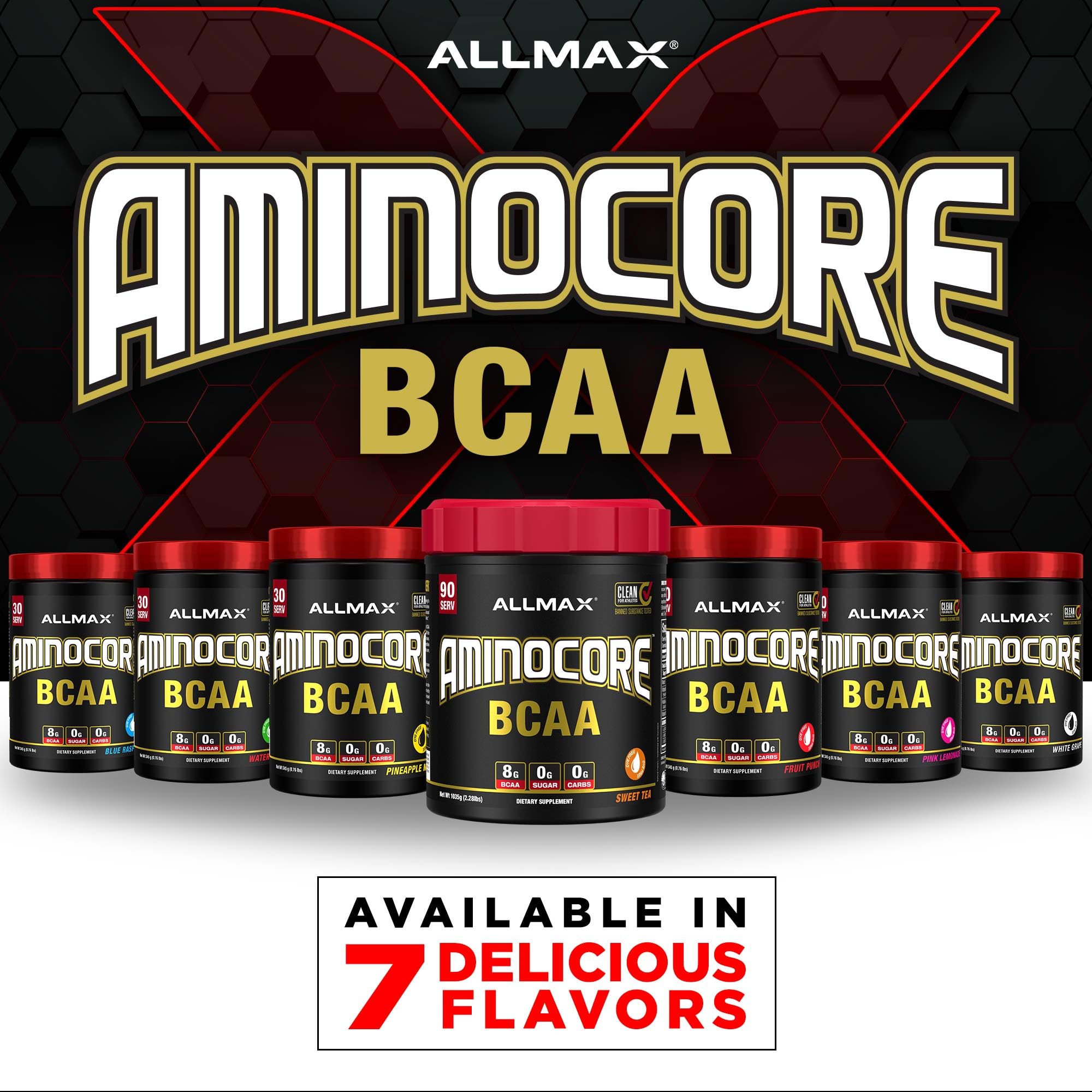 ALLMAX AminoCORE third-party testing stamp highlights purity