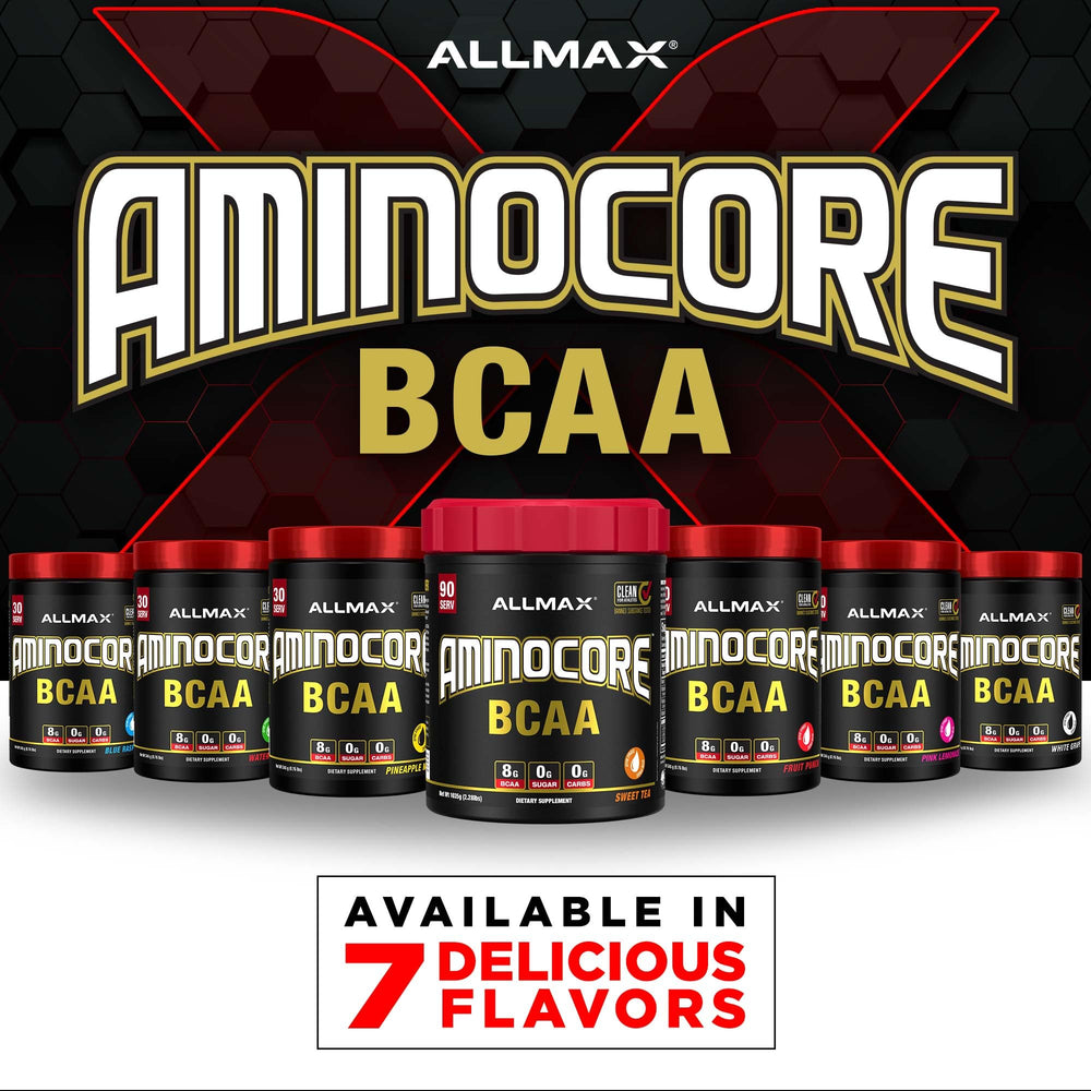 ALLMAX AminoCORE third-party testing stamp highlights purity