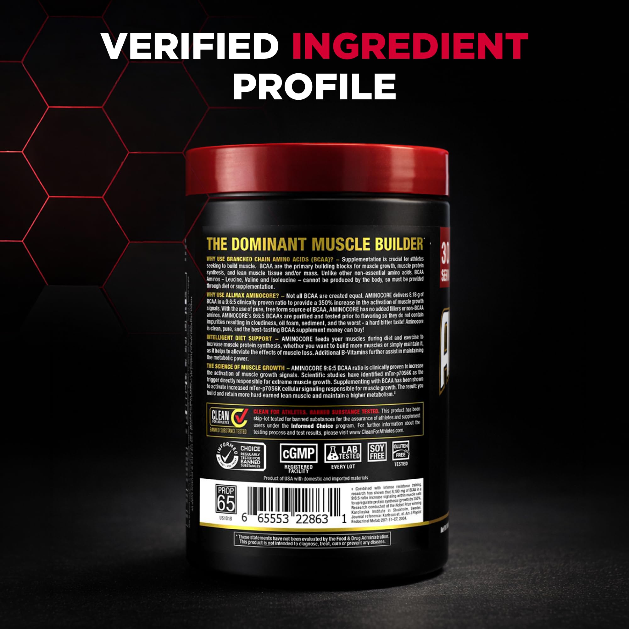 Allmax AminoCORE transparent packaging signaling quality and purity