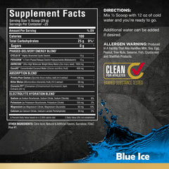 ALLMAX CARBION+ Blue Ice mix in glass, refreshing training hydration.