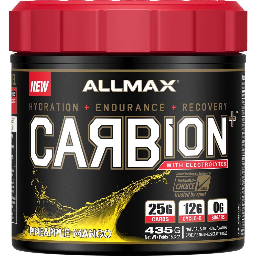 ALLMAX Carbion+ bottle front showing sugar-free energy for workouts