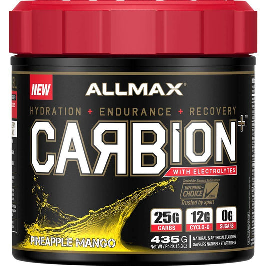 ALLMAX Carbion+ bottle front showing sugar-free energy for workouts