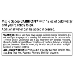 ALLMAX Carbion+ label highlights taurine and L-carnitine ingredients
