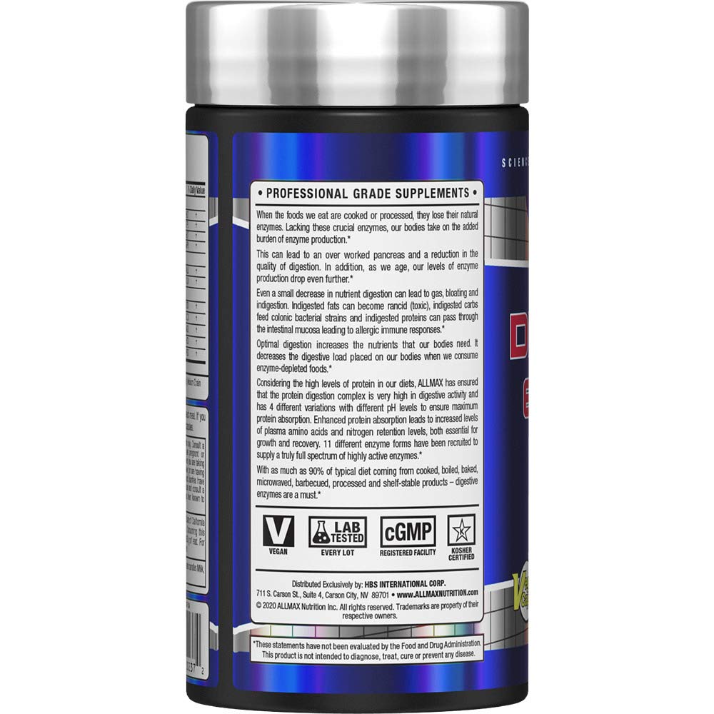 AllMAX Digestive Enzymes capsules, convenient daily supplement for meals, supporting nutrient breakdown