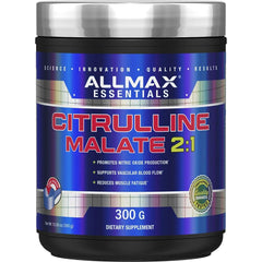ALLMAX Essentials Citrulline Malate 2:1 bottle showing clean energy support for workouts.