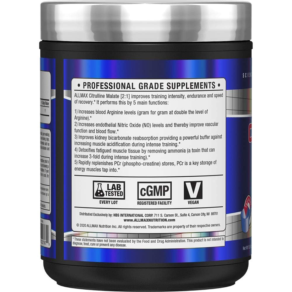 ALLMAX Essentials Citrulline Malate 2:1 pour demonstrates quick mix in water for a midday boost.