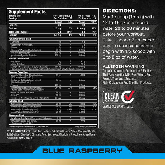 ALLMAX Impact Pump Xtreme label closeup shows clean energy ingredients and sugar-free formula.