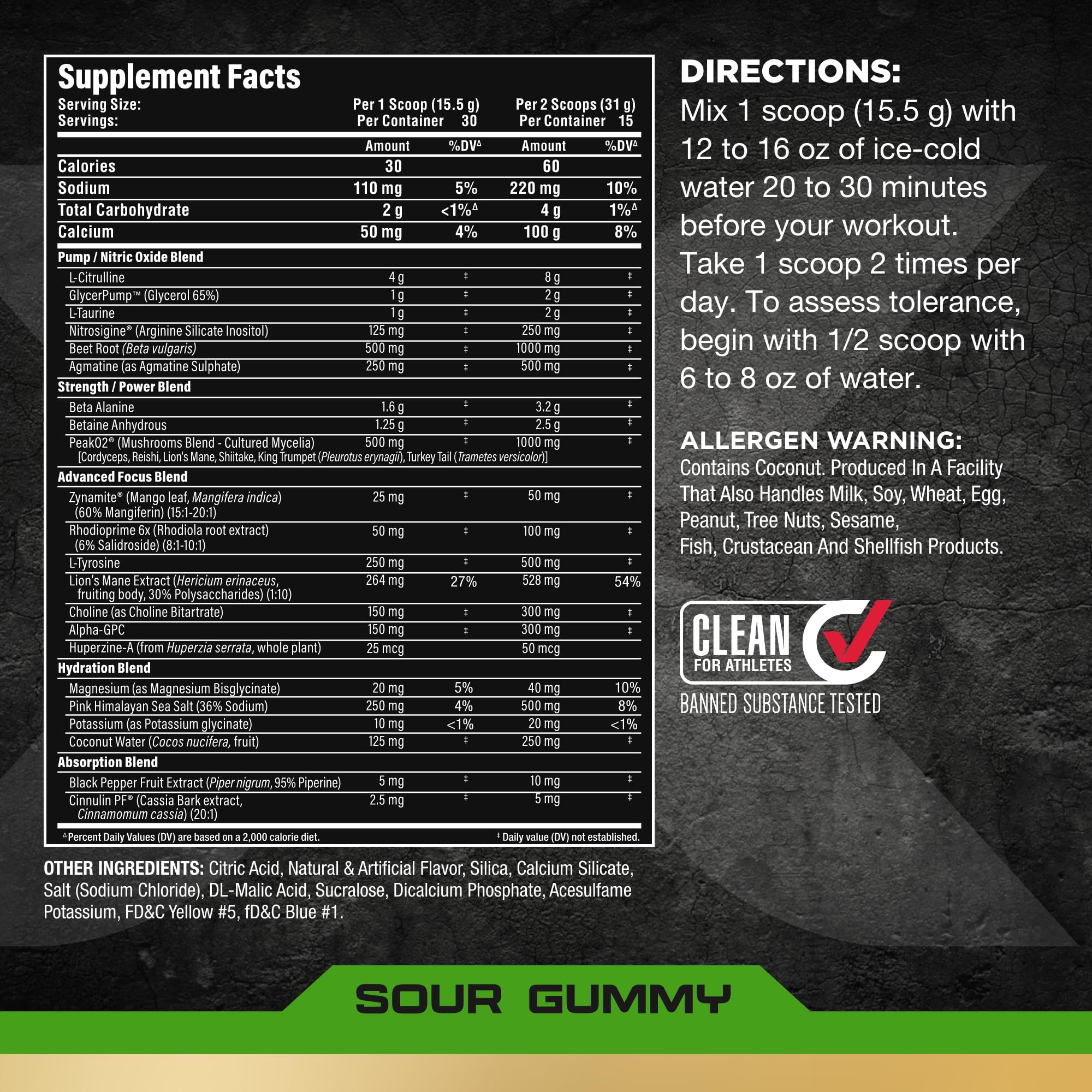 ALLMAX Impact Pump Xtreme Sour Gummy scoop ready to mix for amino energy