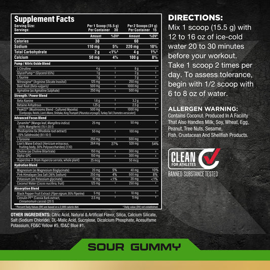 ALLMAX Impact Pump Xtreme Sour Gummy scoop ready to mix for amino energy