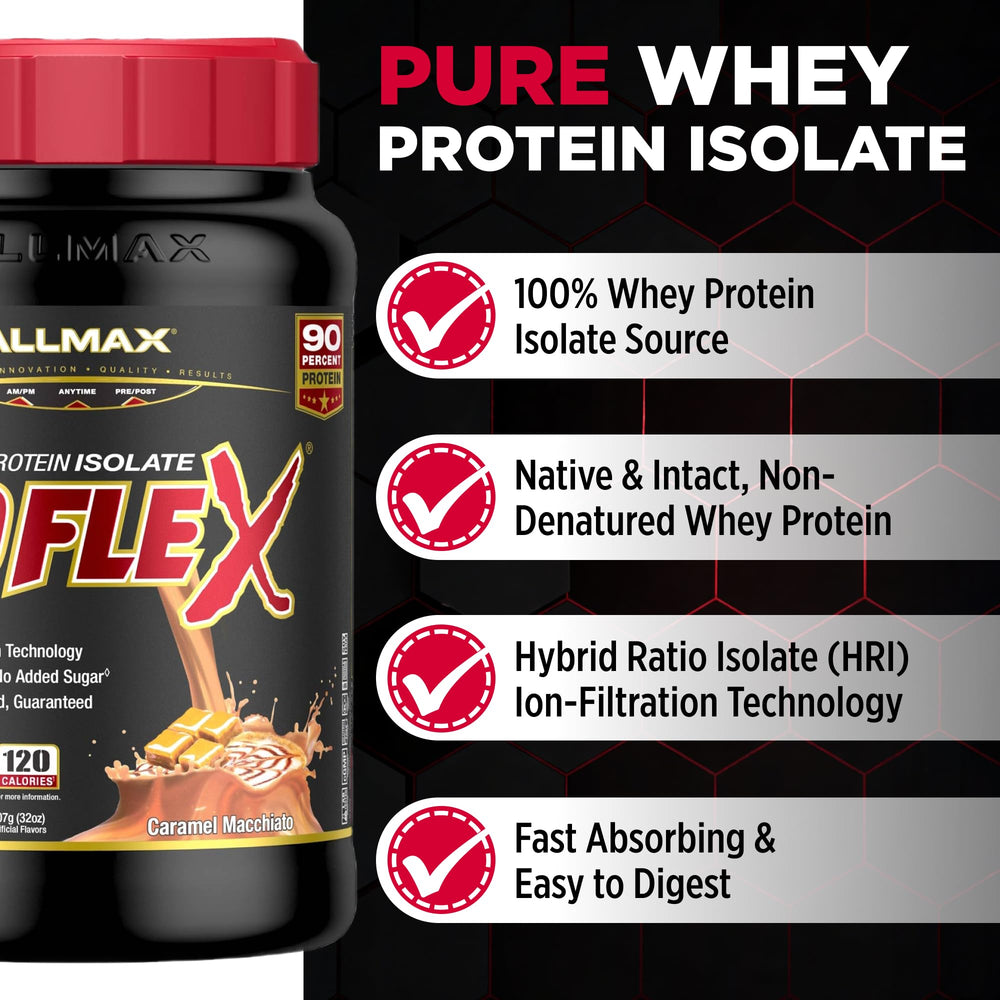 ALLMAX ISOFLEX Caramel Macchiato shaker for post-workout mixability.