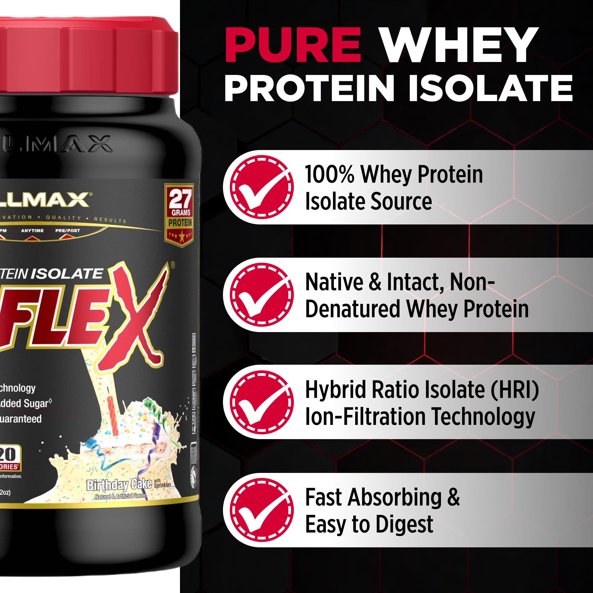 Close-up of ISOFLEX powder texture shows smooth mixability for easy shakes.