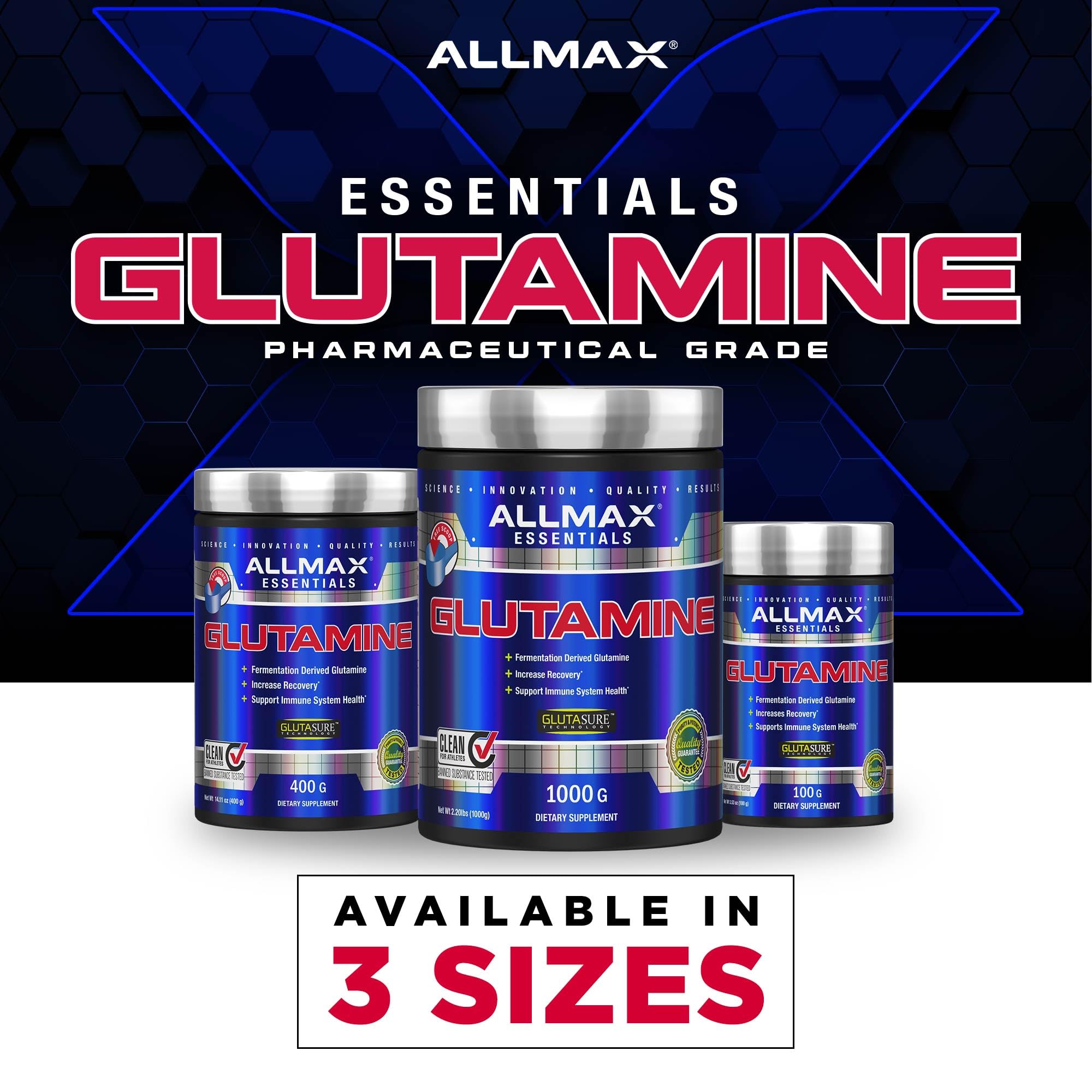 Ready-to-mix ALLMAX L Glutamine shake with water for a quick energy boost.