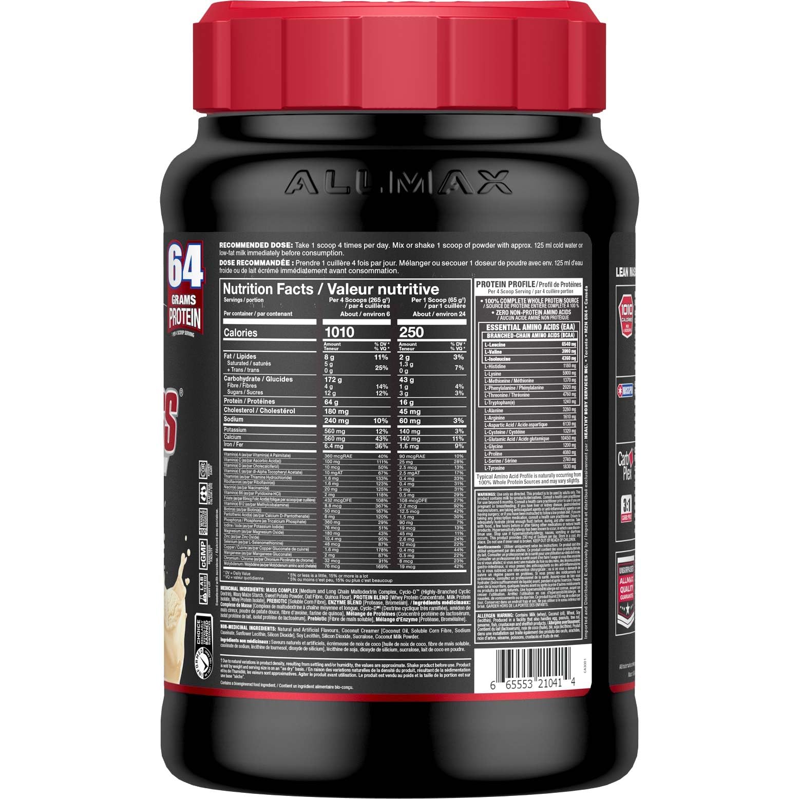 ALLMAX QuickMass vanilla serving scoop demonstrates easy serving size for daily protein