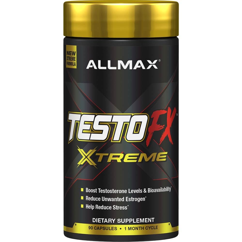 ALLMAX TestOFX ingredients panel featuring Tribulus, Ashwagandha, Tongkat Ali.