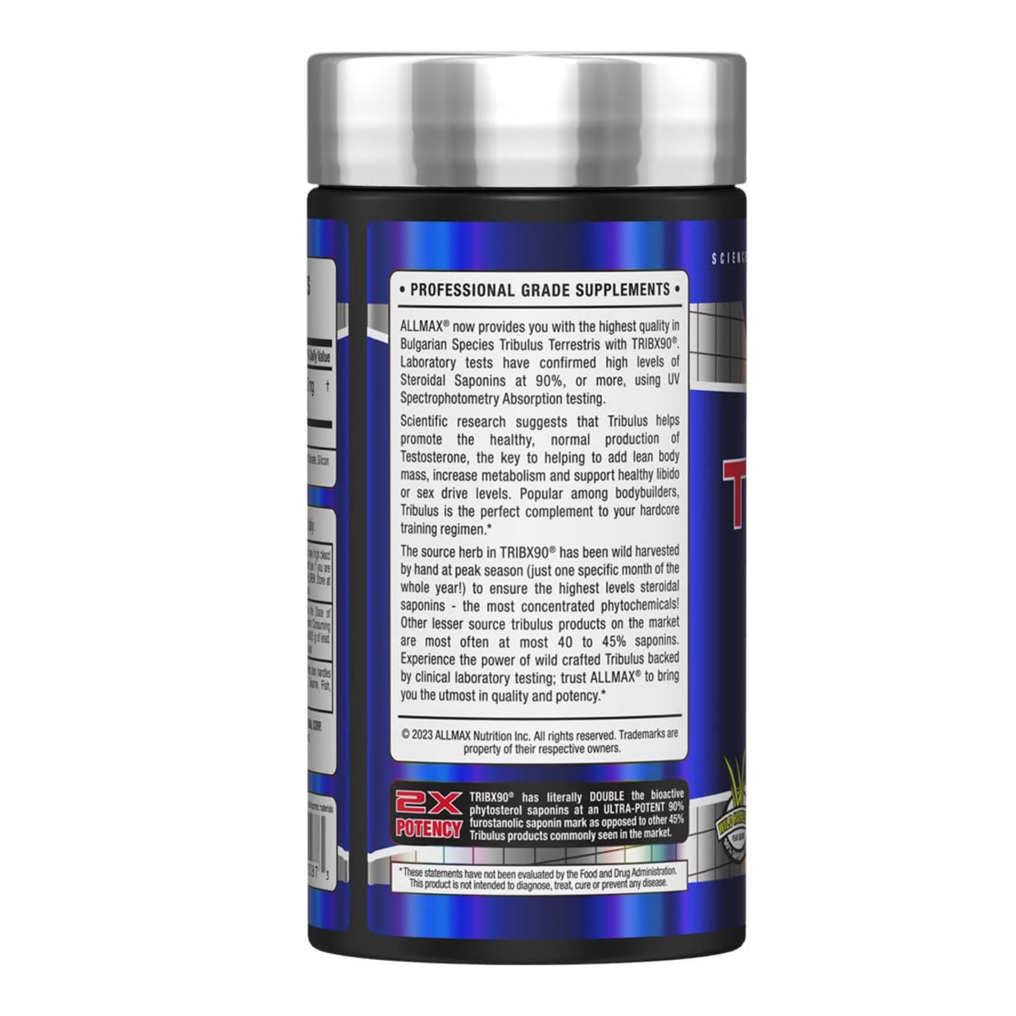 Close-up of ALLMAX TRIBX90 capsules highlighting pure, easy daily supplementation.