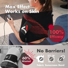 ALLOLO red light therapy pad across chest area for relaxing warmth during stretches.