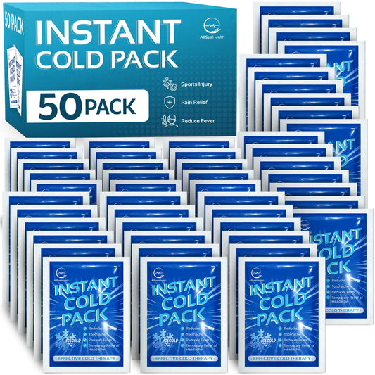AllSett Health 50-pack ice pack activation demonstrates instant cold relief without freezing