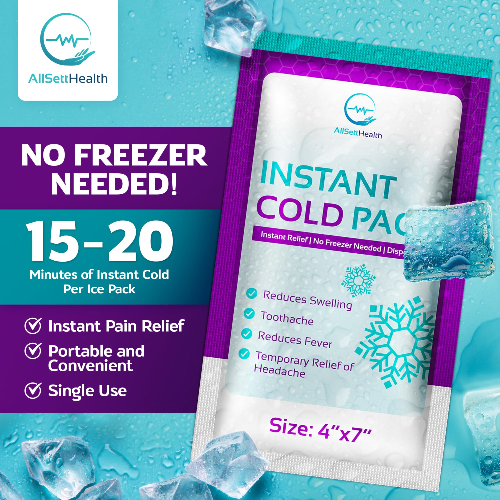 AllSett Health disposable packs provide ready-to-use cold therapy