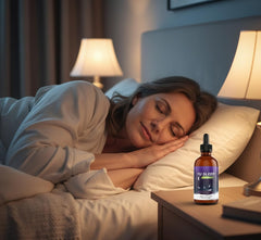 YuSleep bottle drops close-up conveys smooth texture and gentle melatonin