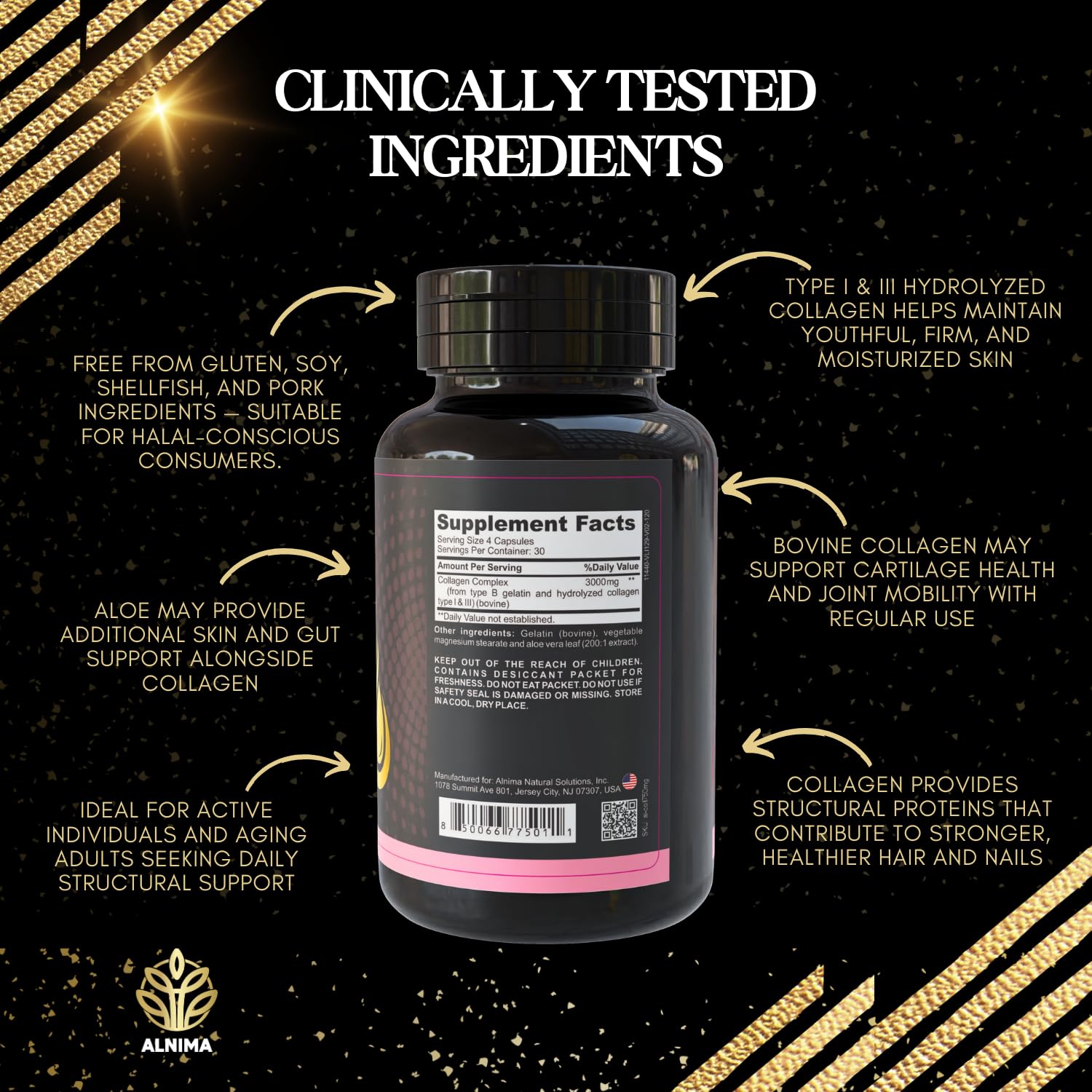ALNIMA halal certification seal signaling trust and clean formulation