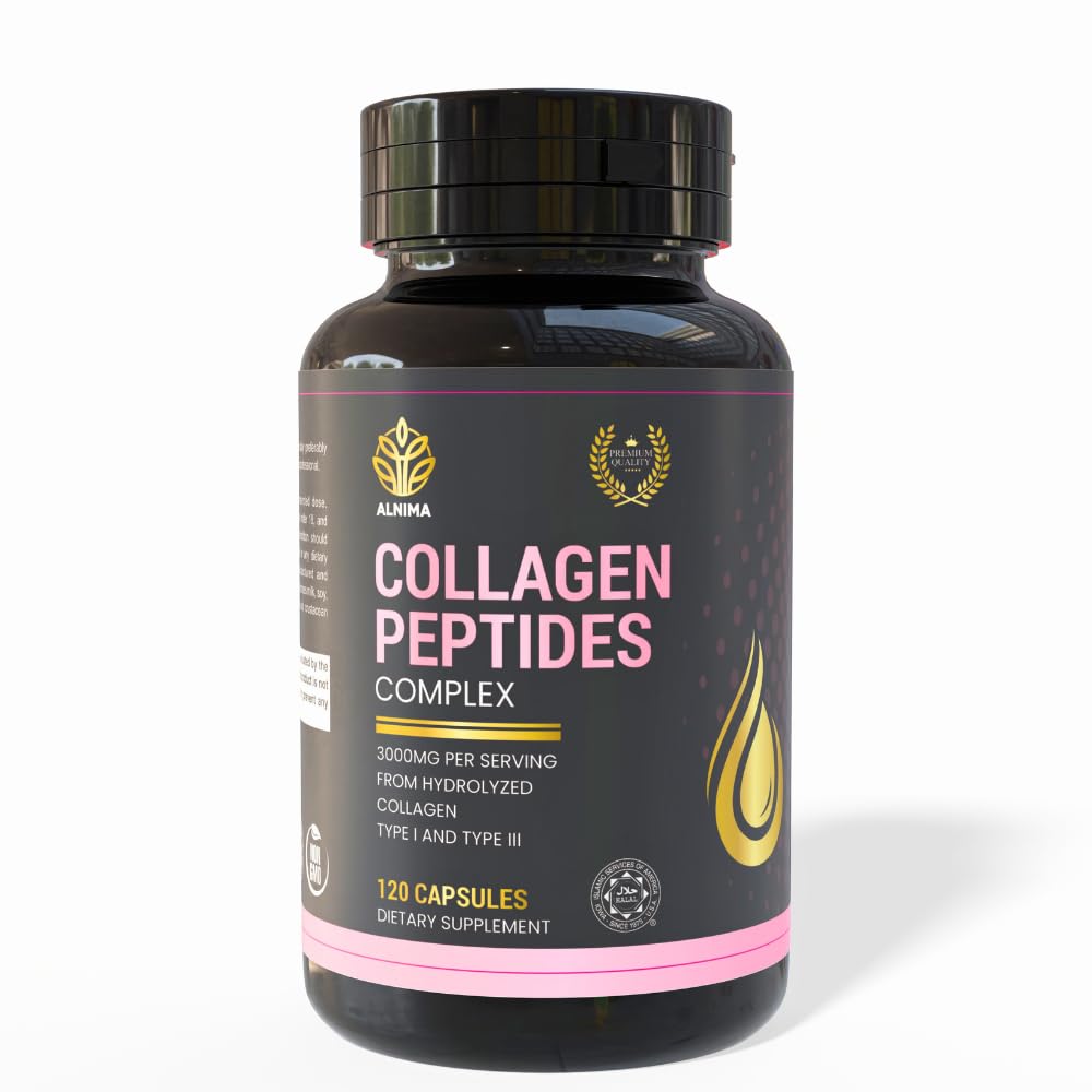 ALNIMA Halal Collagen Peptides bottle front showing premium skin and joint support potential