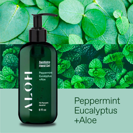 ALŌH peppermint eucalyptus label close-up for quick identification