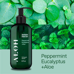 ALŌH peppermint eucalyptus label close-up for quick identification
