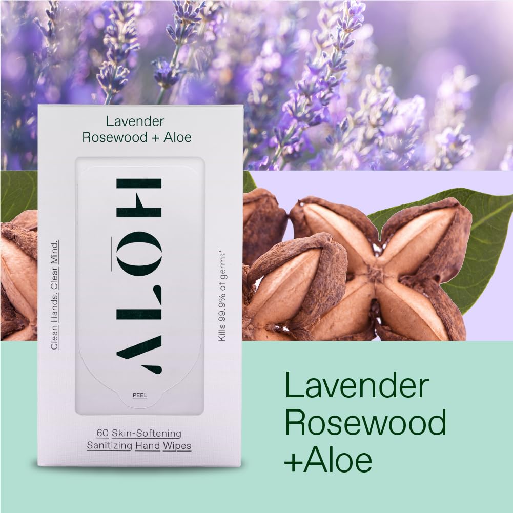 ALO H lavender rosewood aloe wipes texture looks luxuriously soft on skin.
