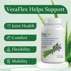 AloeCure VeraFlex capsules close-up highlighting plant-based formula.