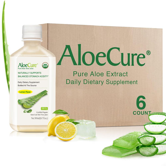 AloeCure Lemon Flavor bottle closeup highlighting digestive wellness