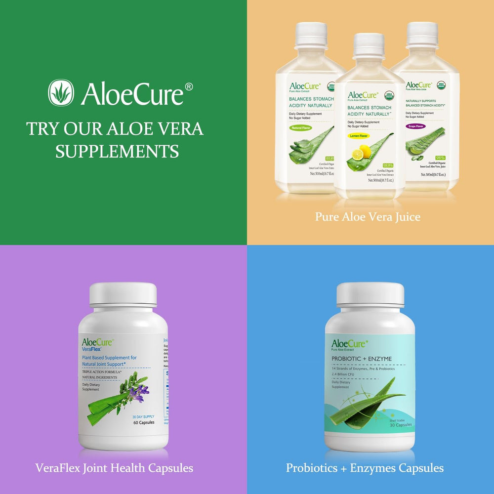 AloeCure digestive scene depicts calm daily use with meals.