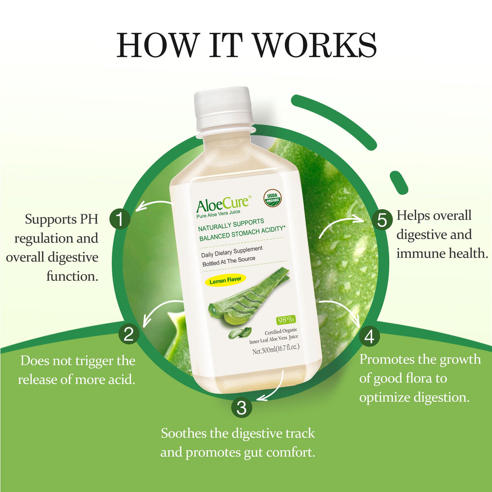 AloeCure inner leaf juice being poured highlighting purity.
