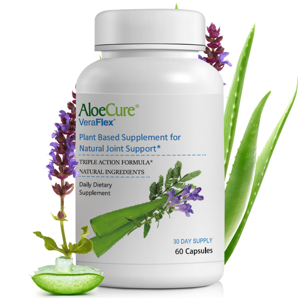 AloeCure VeraFlex joint capsules in a bottle for daily support.