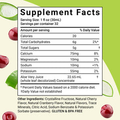 Aloe Life Cherry Berry label close up highlighting organic ingredients