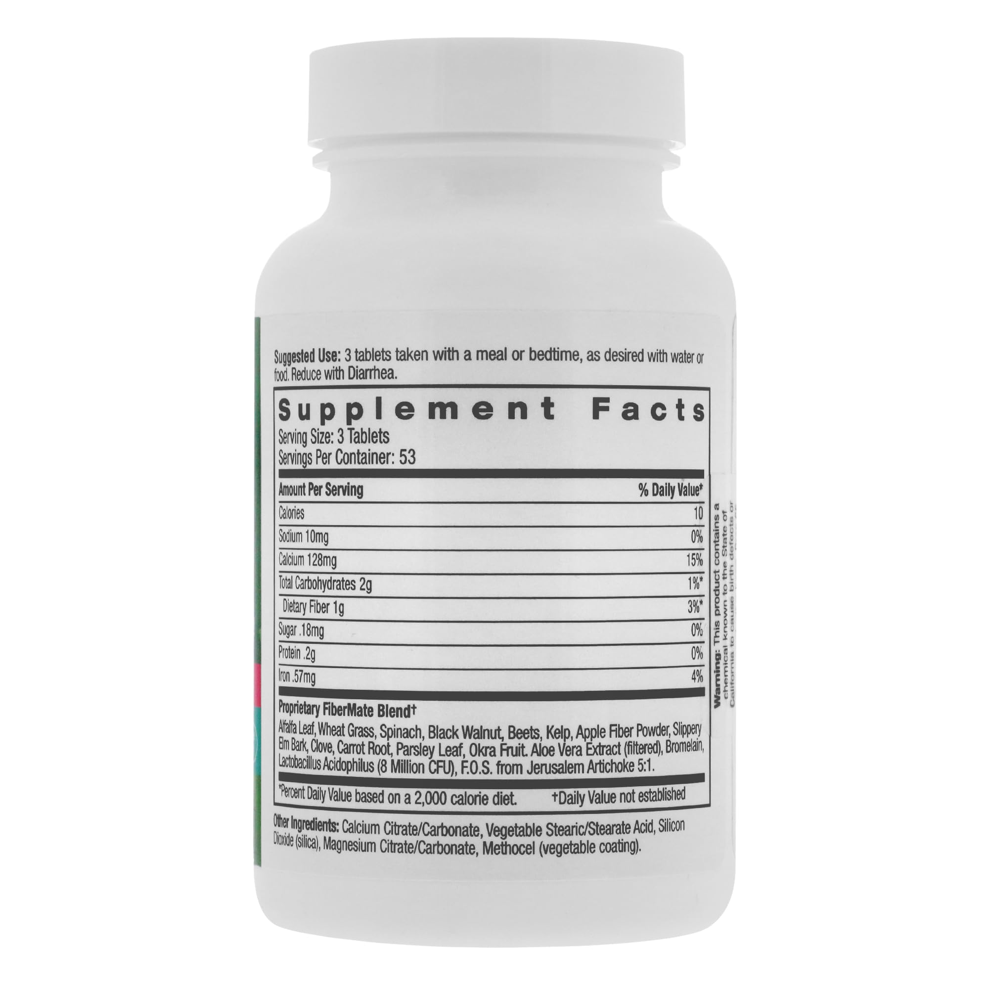 Aloe Life FiberMate tablets close-up shows natural greens for digestion.