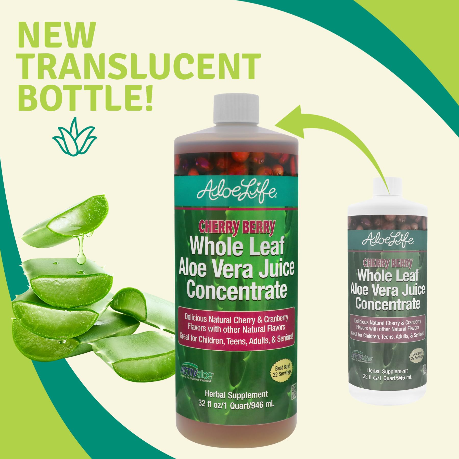 Aloe Life juice being poured into a glass for easy daily use