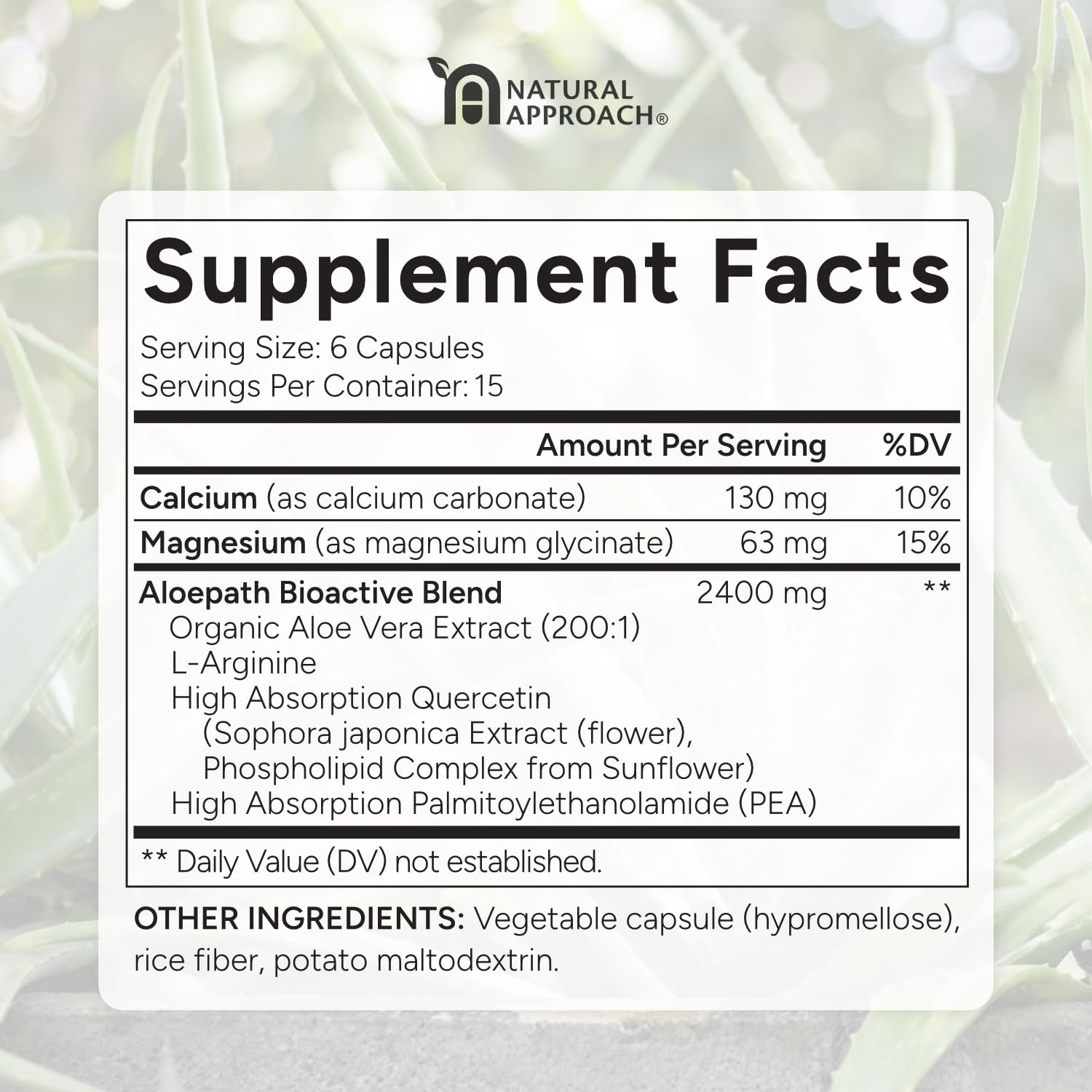 ALOEPATH L-arginine pea matrix capsules displayed for daily balance and support.
