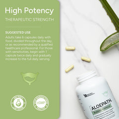 ALOEPATH magnesium calcium bottle with capsules implying mineral support for pelvic wellness.