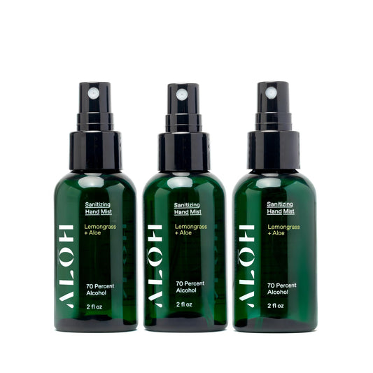 ALŌH hand sanitizer mist lemongrass 3-pack bottles for on-the-go cleansing