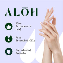 ALŌH Peppermint Eucalyptus wipes in hand display soft texture and refreshing aroma.