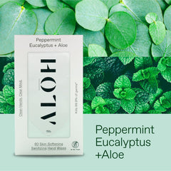 ALŌH Peppermint Eucalyptus wipes back showing vegan cruelty-free formula and aloe hydration.