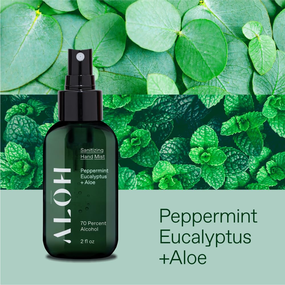 ALŌH Sanitizing Hand Mist spray nozzle close-up, easy to apply