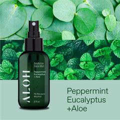 ALŌH Sanitizing Hand Mist spray nozzle close-up, easy to apply